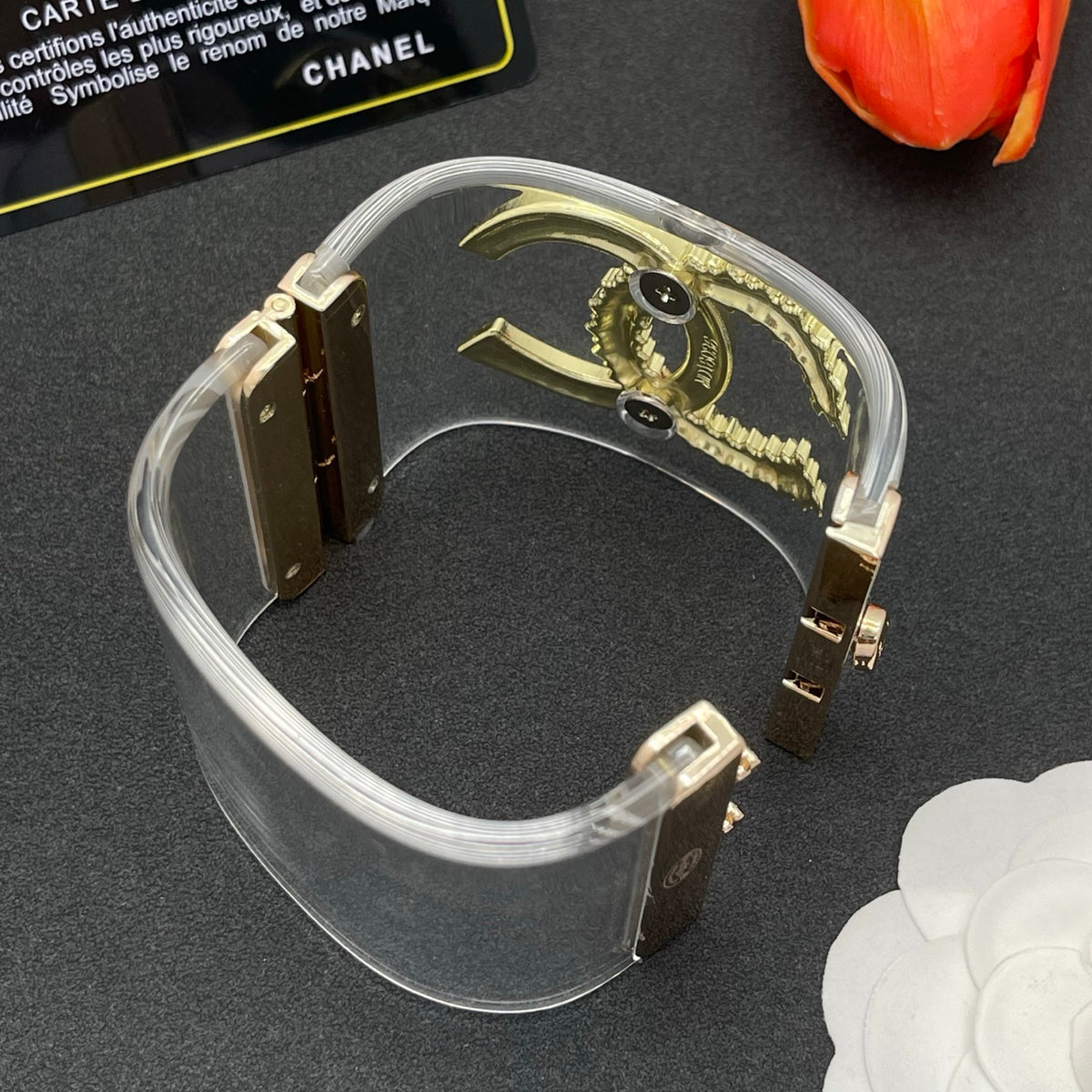 Chanel style acrylic resin bracelets - product photo 6