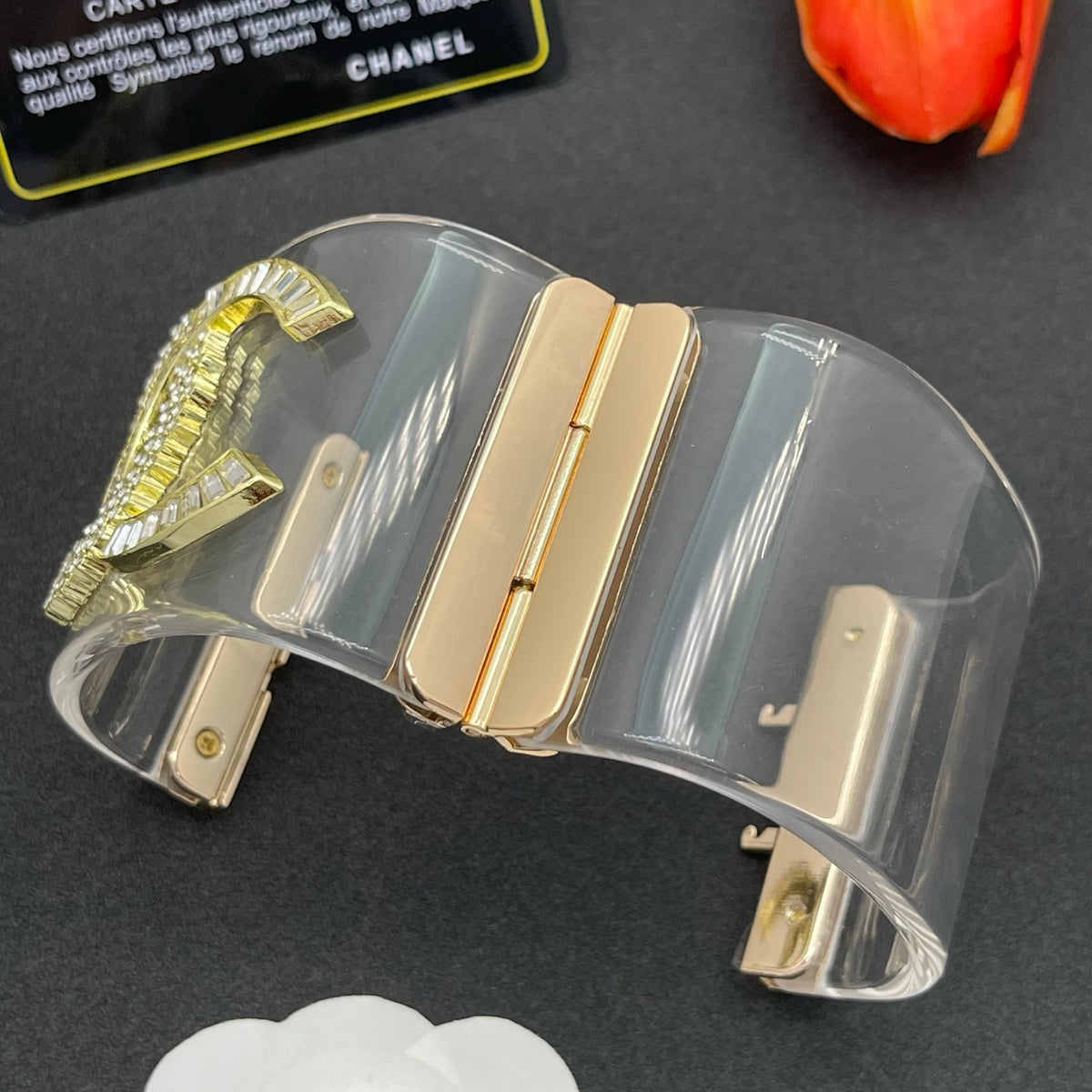 Chanel style acrylic resin bracelets - product photo 5