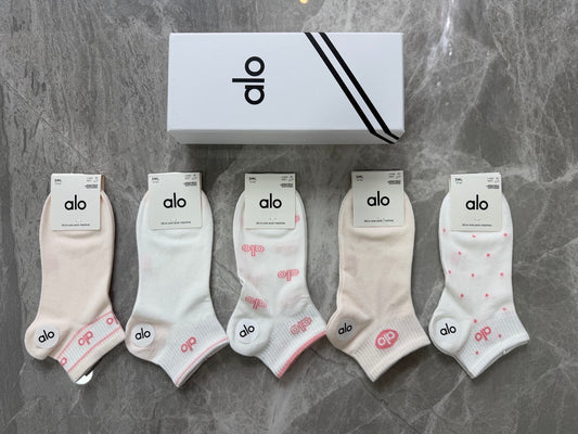 Alo White Pastel Small Side Lettering Ankle Socks, image 1