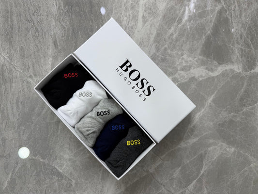 BOSS Boxed Grey Black Small Letters No-Show Socks, image 1