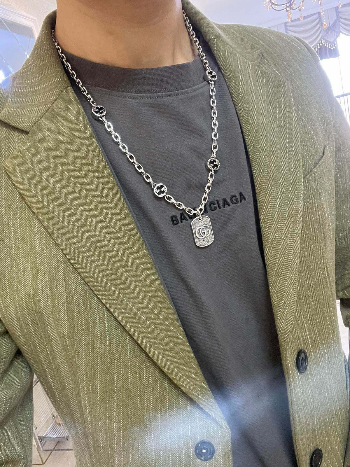 Gucci Anger Forest Chain Distressed Vintage Silver-Tone Necklace – Style 47 - image 4