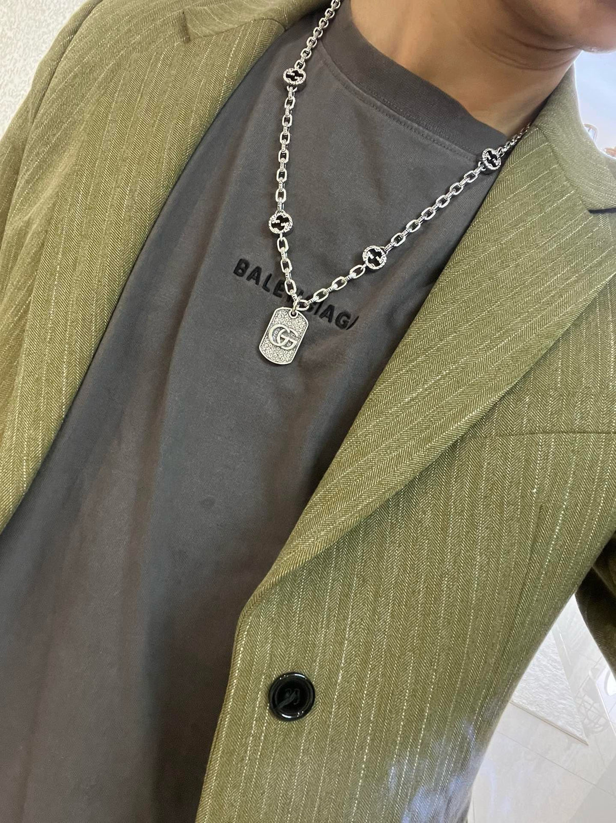 Gucci Anger Forest Chain Distressed Vintage Silver-Tone Necklace – Style 46 - image 3