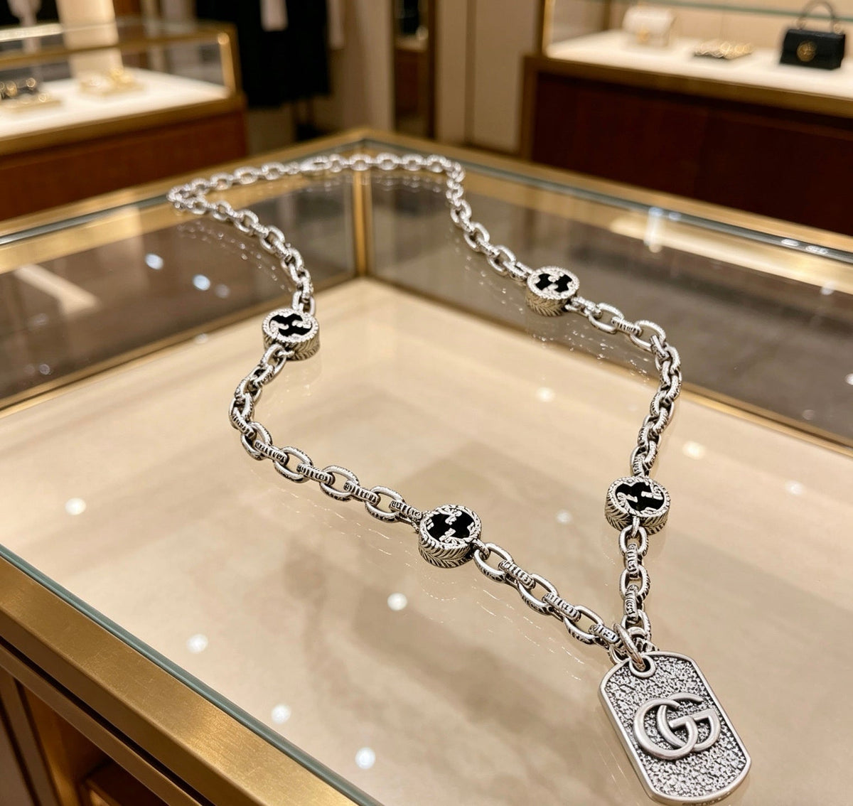 Gucci Anger Forest Chain Distressed Vintage Silver-Tone Necklace – Style 46 - image 2