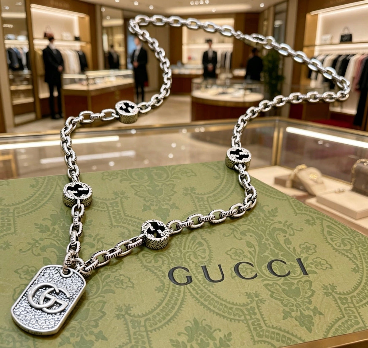 Gucci Anger Forest Chain Distressed Vintage Silver-Tone Necklace – Style 46 - image 8