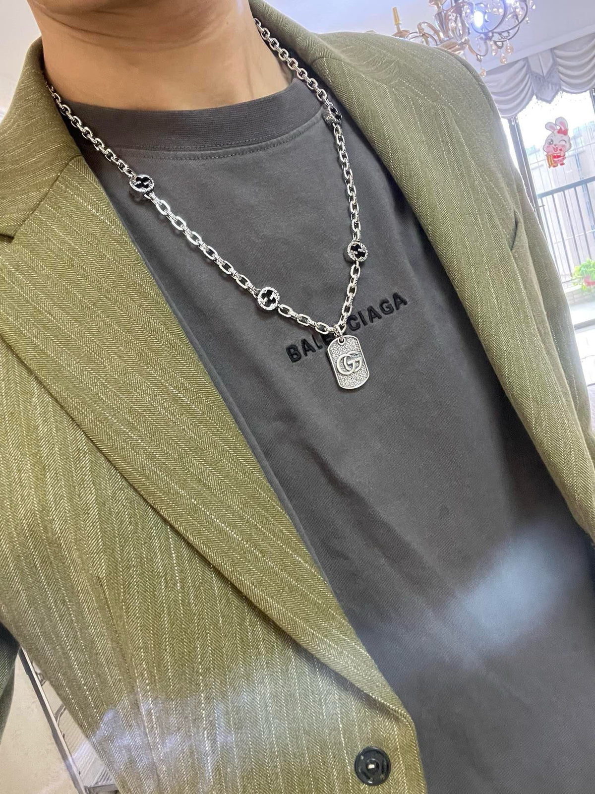 Gucci Anger Forest Chain Distressed Vintage Silver-Tone Necklace – Style 46 - image 7
