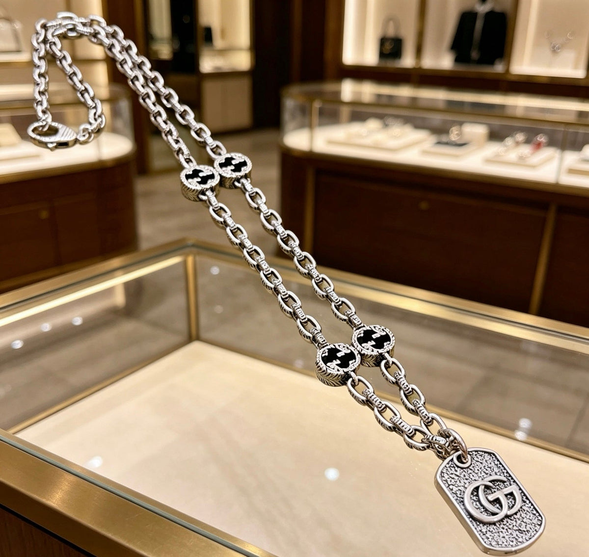 Gucci Anger Forest Chain Distressed Vintage Silver-Tone Necklace – Style 46 - image 6