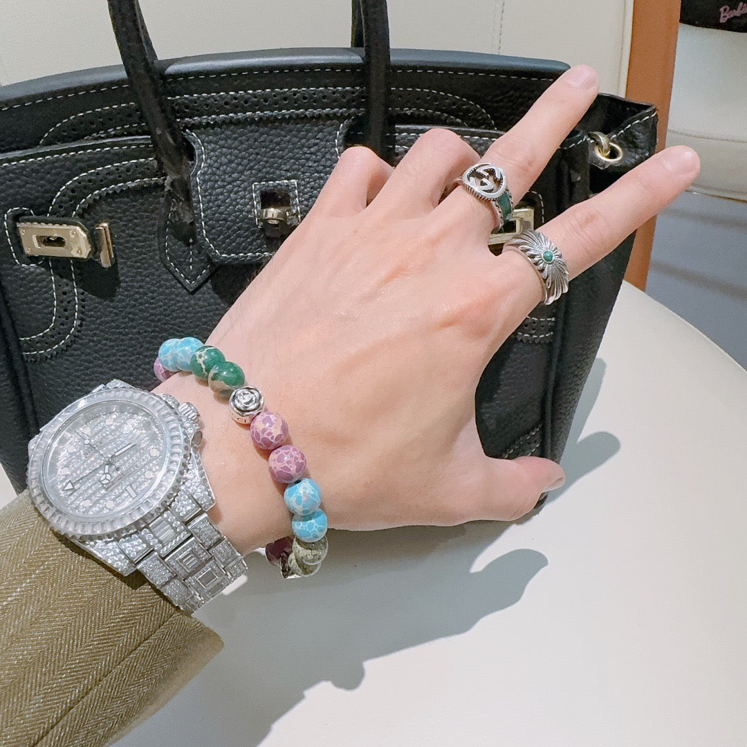 Gucci Anger Forest Serpentine Stone Agate Distressed Bracelet – Style 04 - image 7