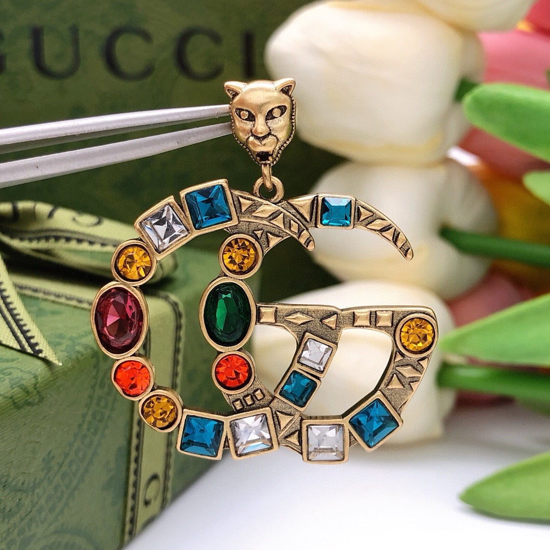 Gucci Double G Crystal Vintage-Inspired Stud Earrings - image 2