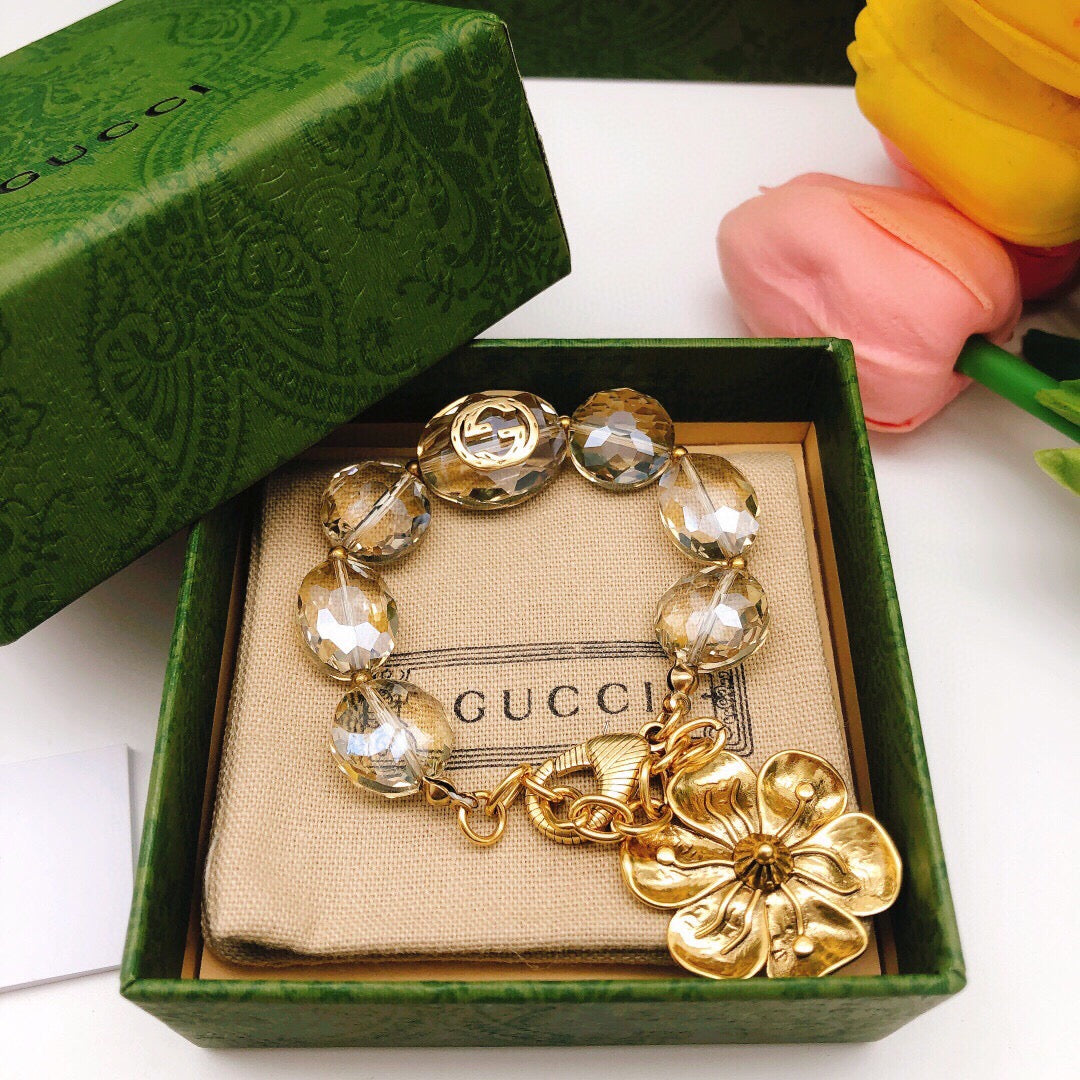 Gucci Double G Floral Crystal Vintage-Inspired Bracelet - image 4