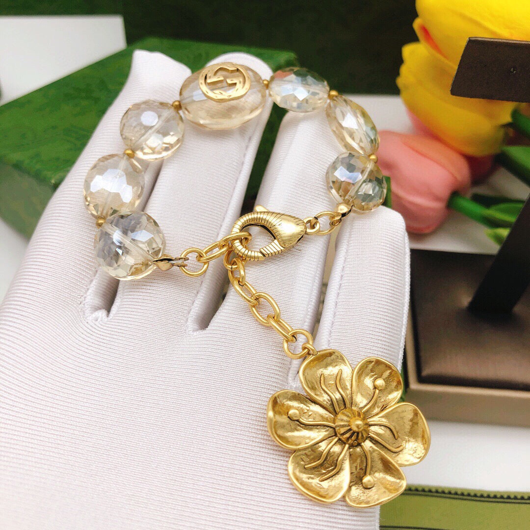 Gucci Double G Floral Crystal Vintage-Inspired Bracelet - image 7