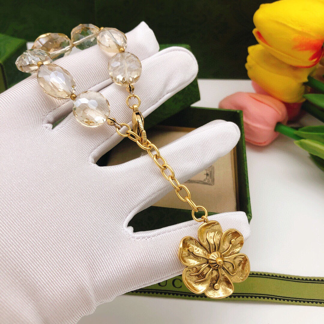Gucci Double G Floral Crystal Vintage-Inspired Bracelet - image 5