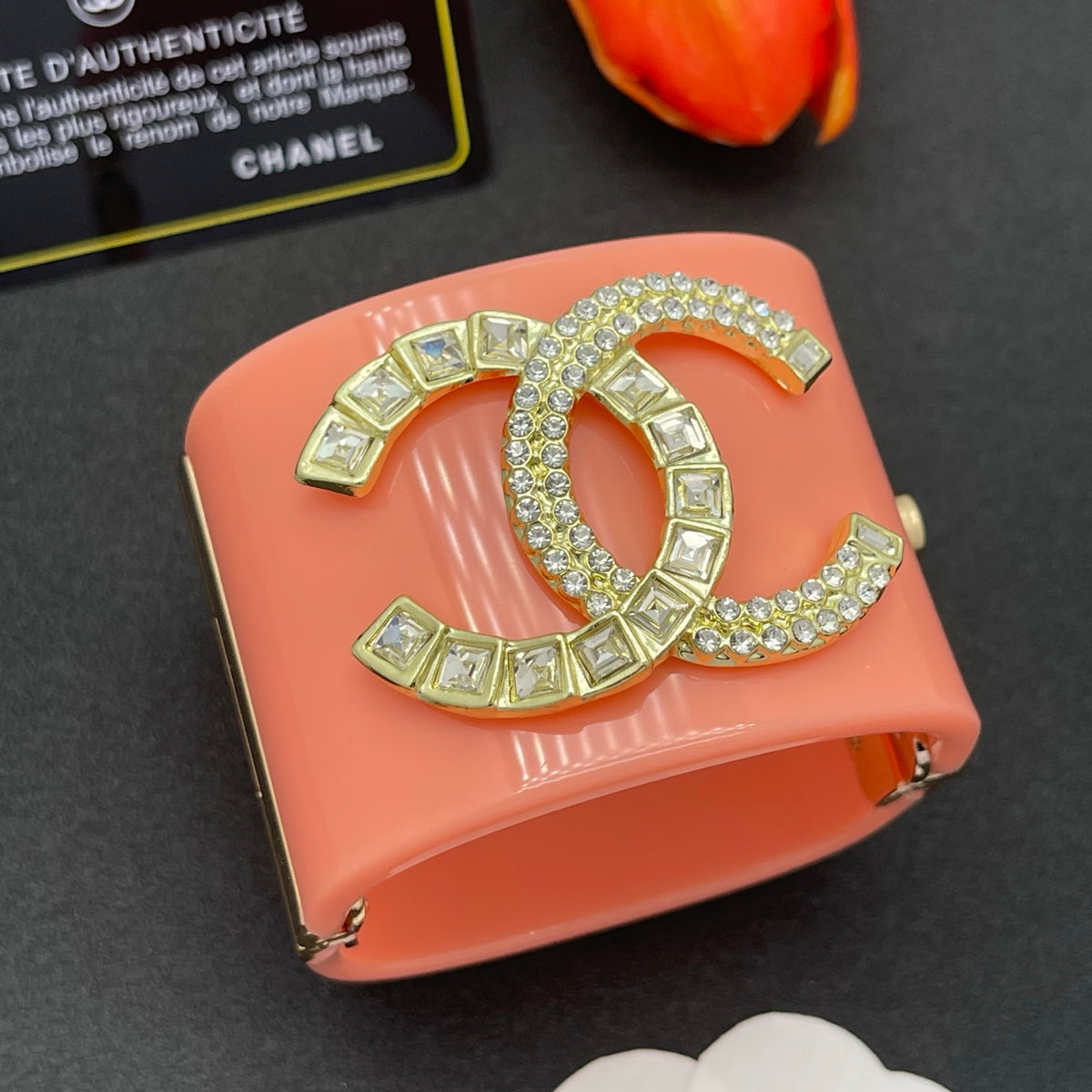 Chanel style acrylic resin bracelets - product photo 2