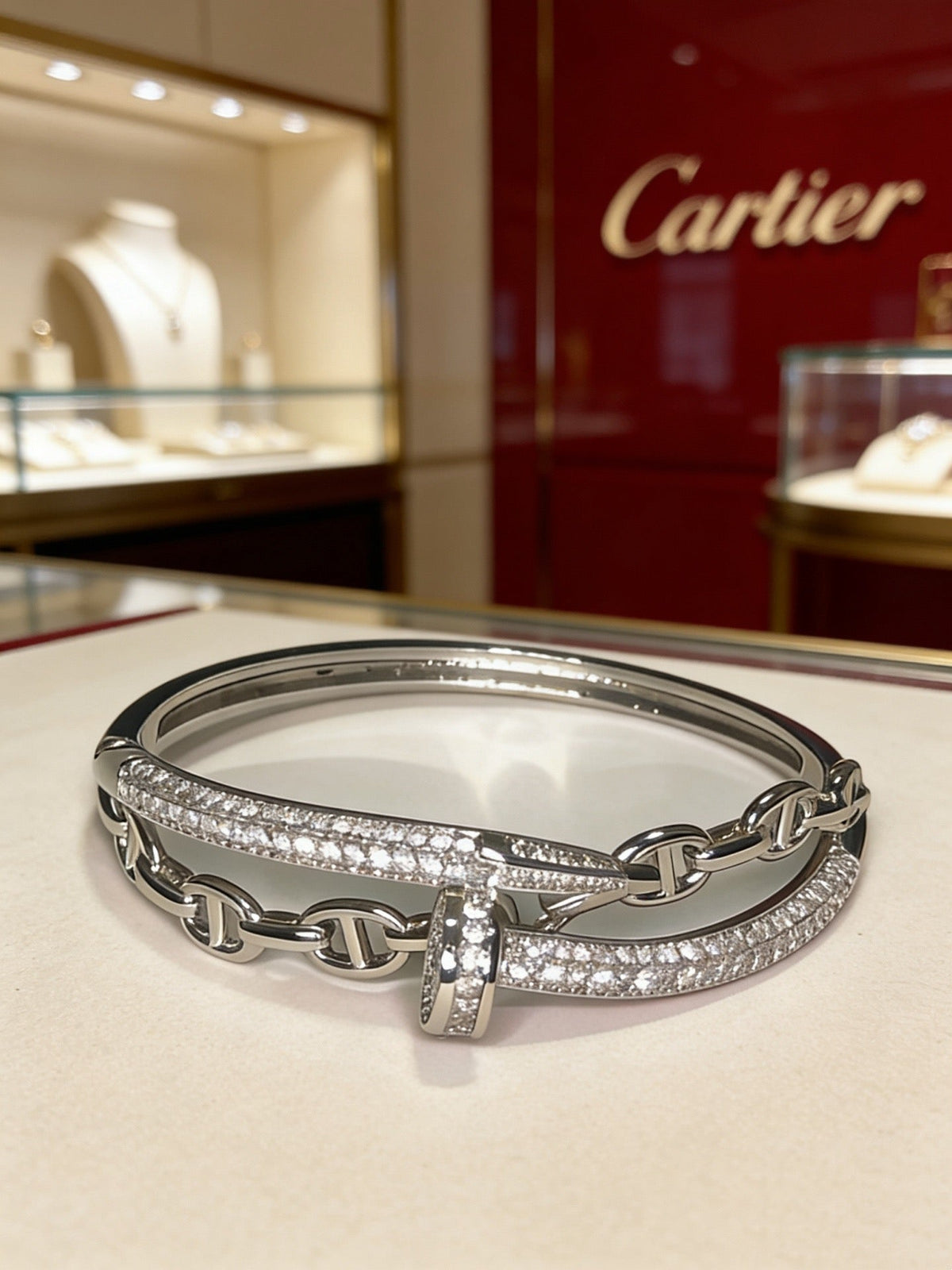 Cartier Style 204 gold-tone signature motif bracelet view 5