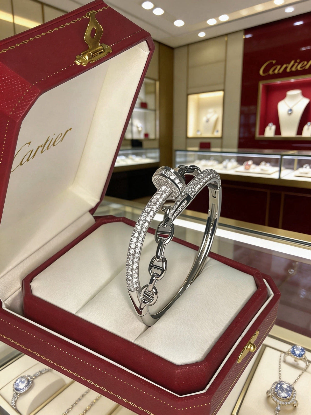 Cartier Style 204 gold-tone signature motif bracelet view 6