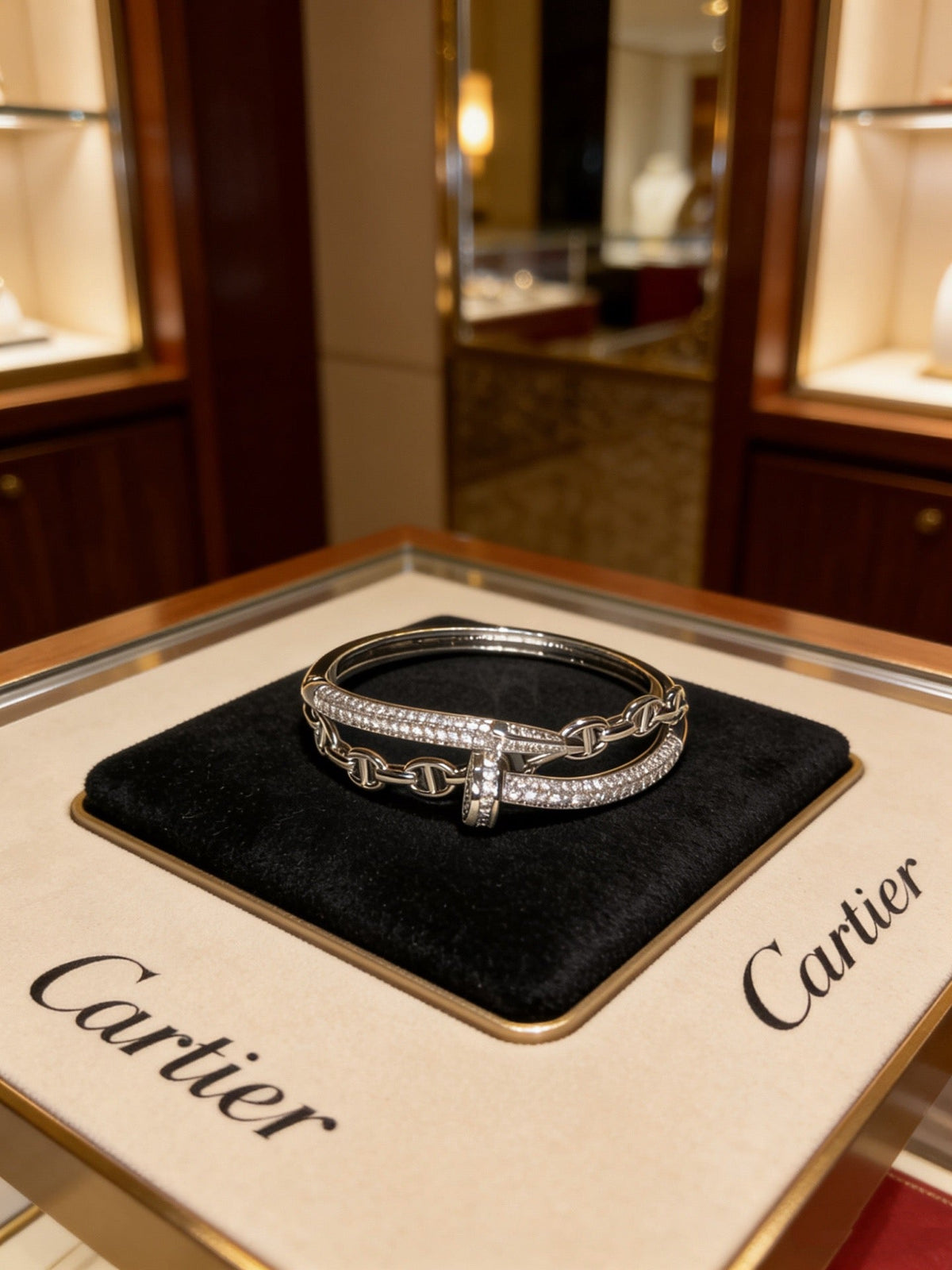 Cartier Style 204 gold-tone signature motif bracelet view 4