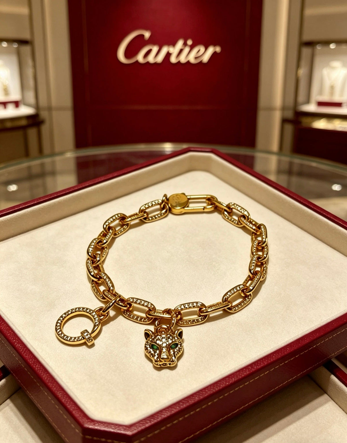 Cartier Style 199 gold-tone signature motif bracelet view 9