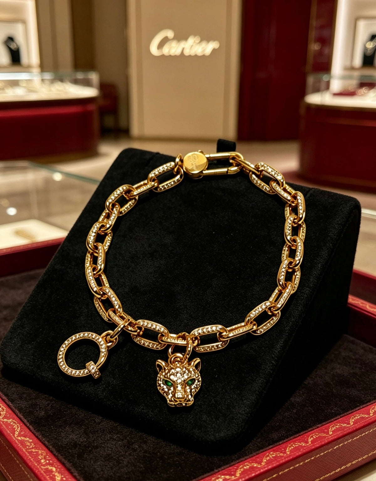 Cartier Style 199 gold-tone signature motif bracelet view 8
