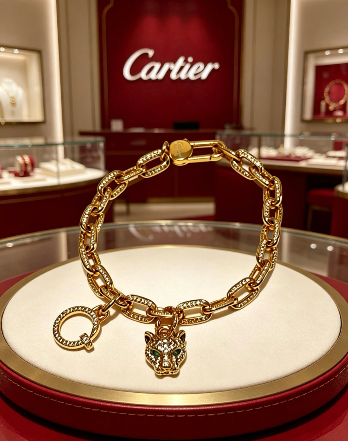 Cartier Style 199 gold-tone signature motif bracelet view 7