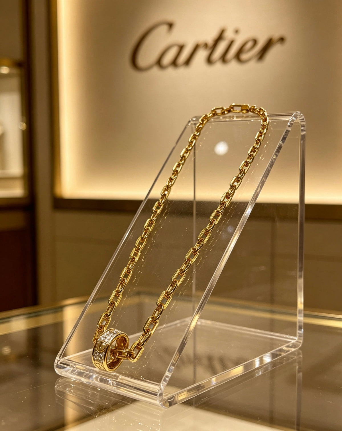 Cartier Style 198 gold-tone pendant necklace view 8