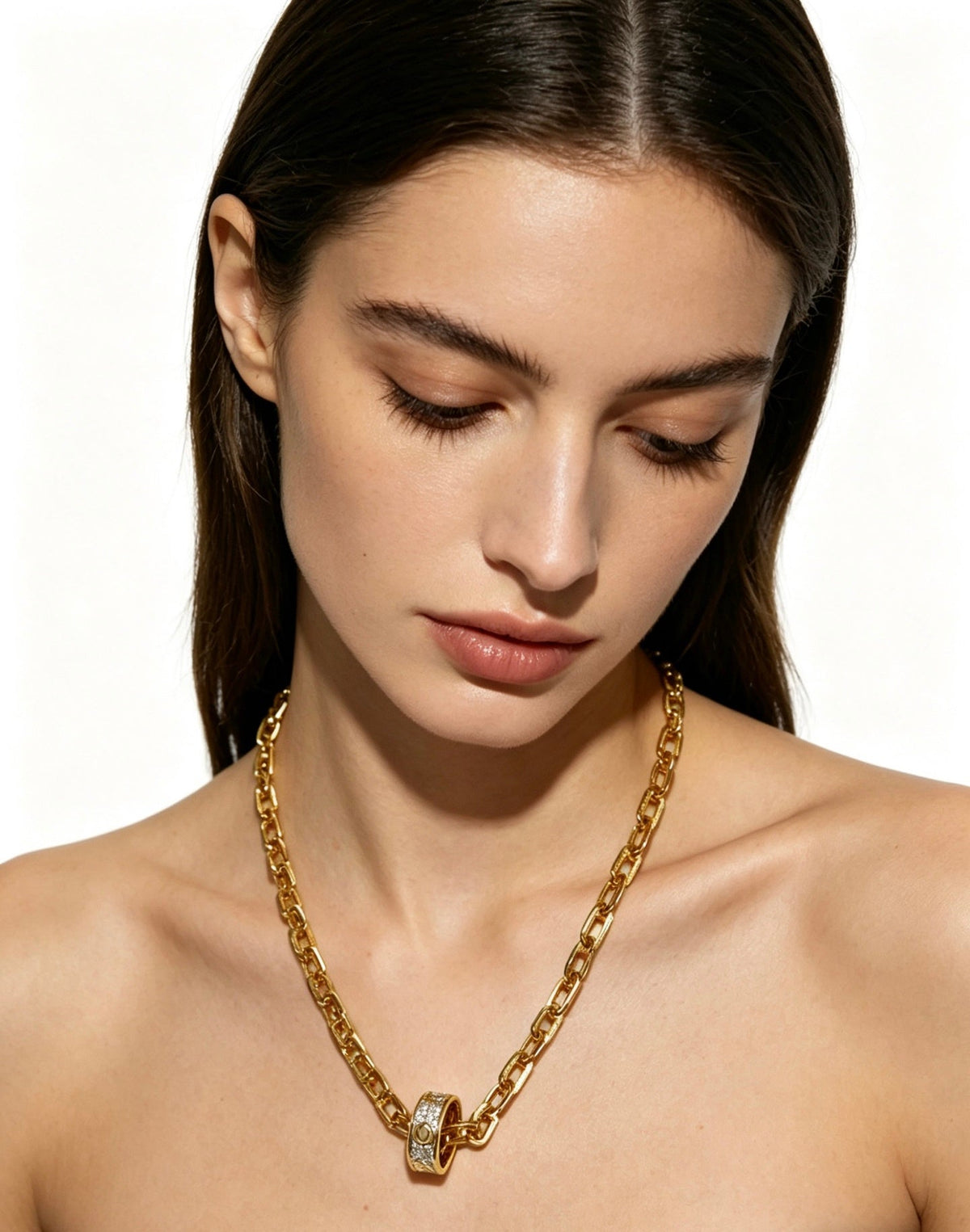 Cartier Style 198 gold-tone pendant necklace view 5