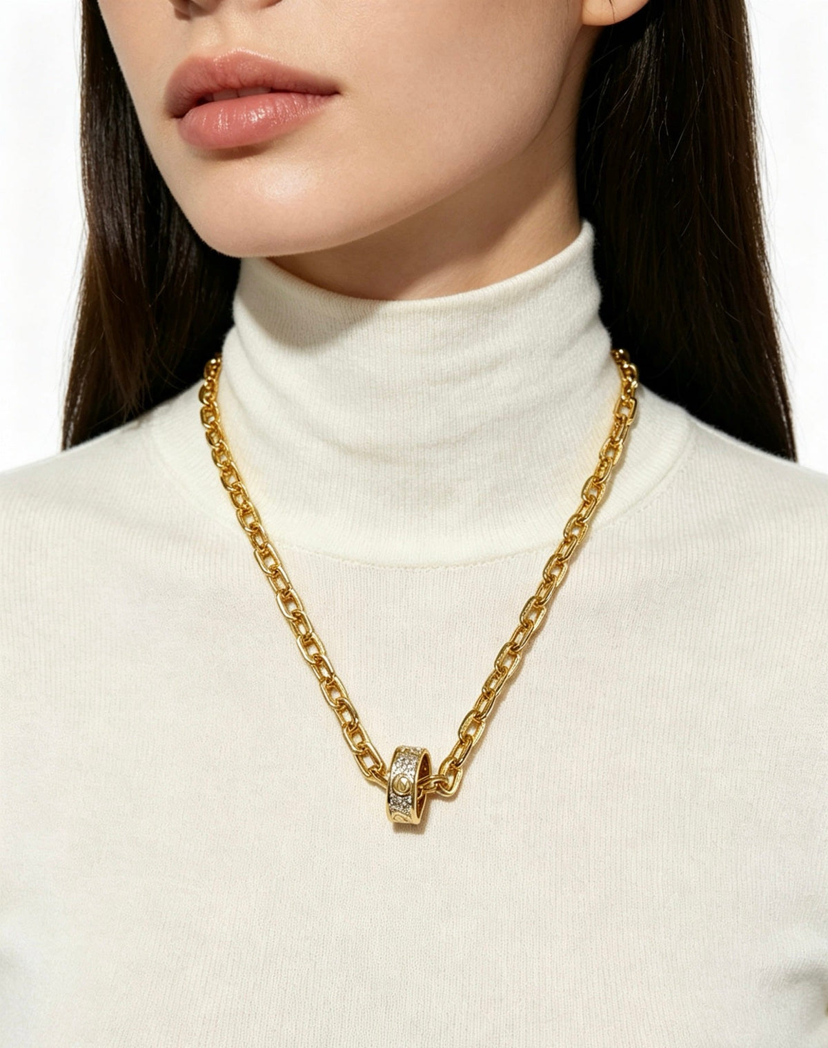 Cartier Style 198 gold-tone pendant necklace view 4