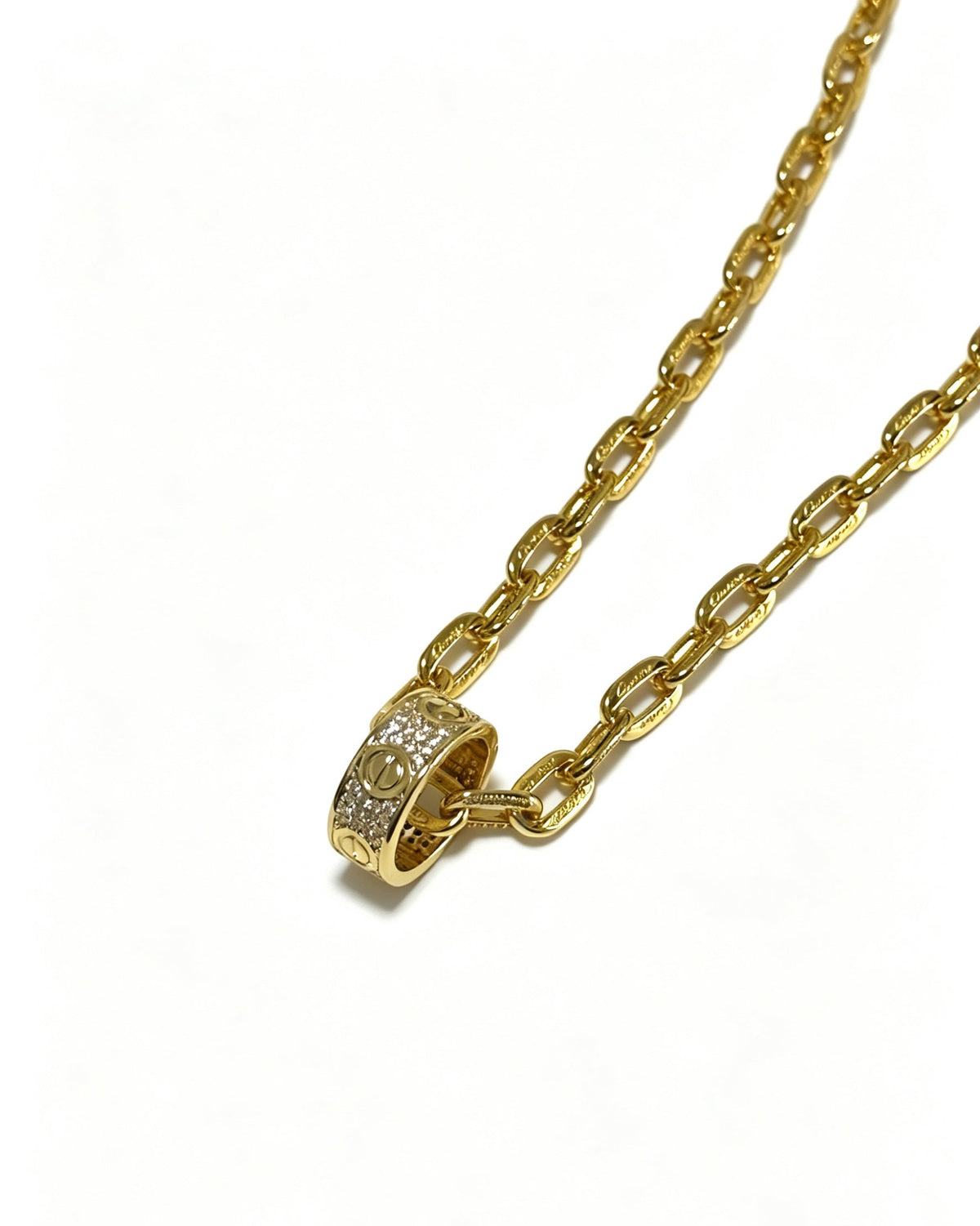 Cartier Style 198 gold-tone pendant necklace view 3