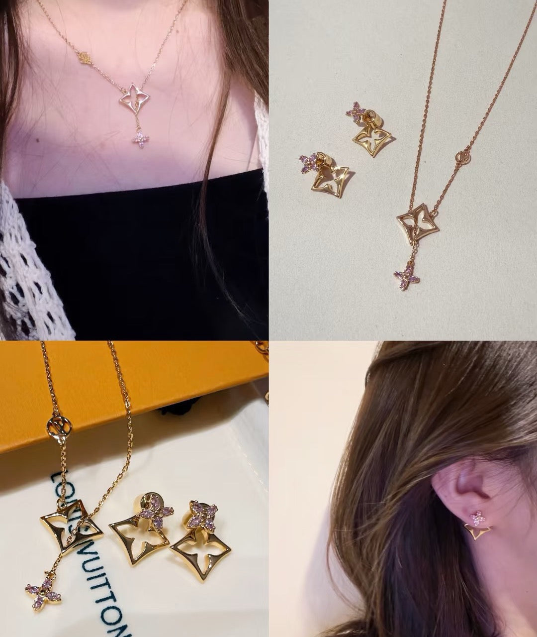 Louis Vuitton Clover Letter Crystal Necklace – Style 02 - image 3