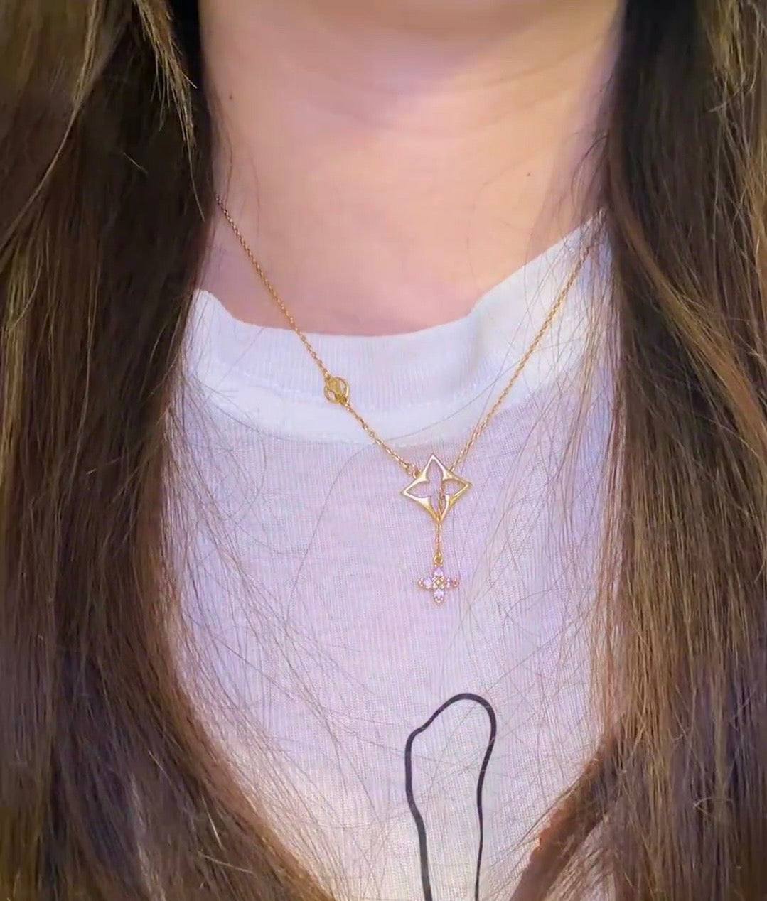 Louis Vuitton Clover Letter Crystal Necklace – Style 02 - image 2