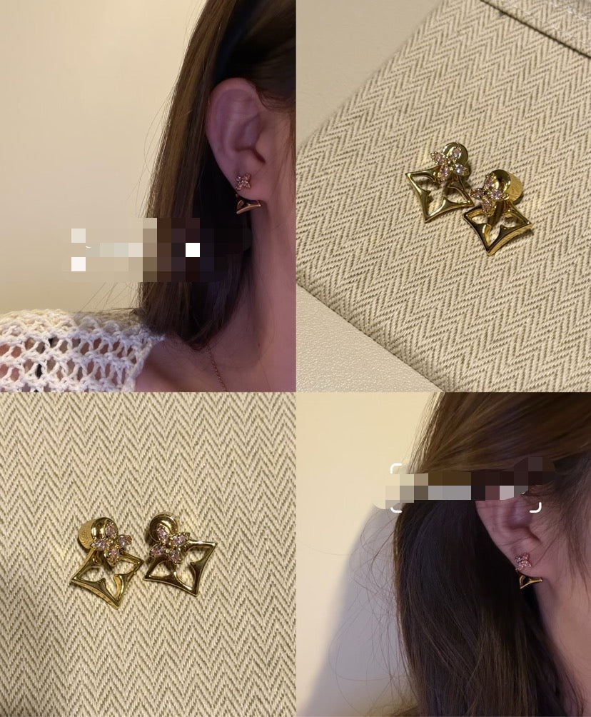 Louis Vuitton Clover Letter Crystal Stud Earrings – Style 03 - image 5