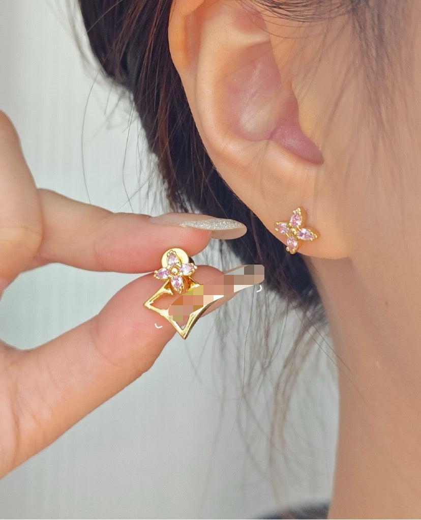 Louis Vuitton Clover Letter Crystal Stud Earrings – Style 03 - image 1