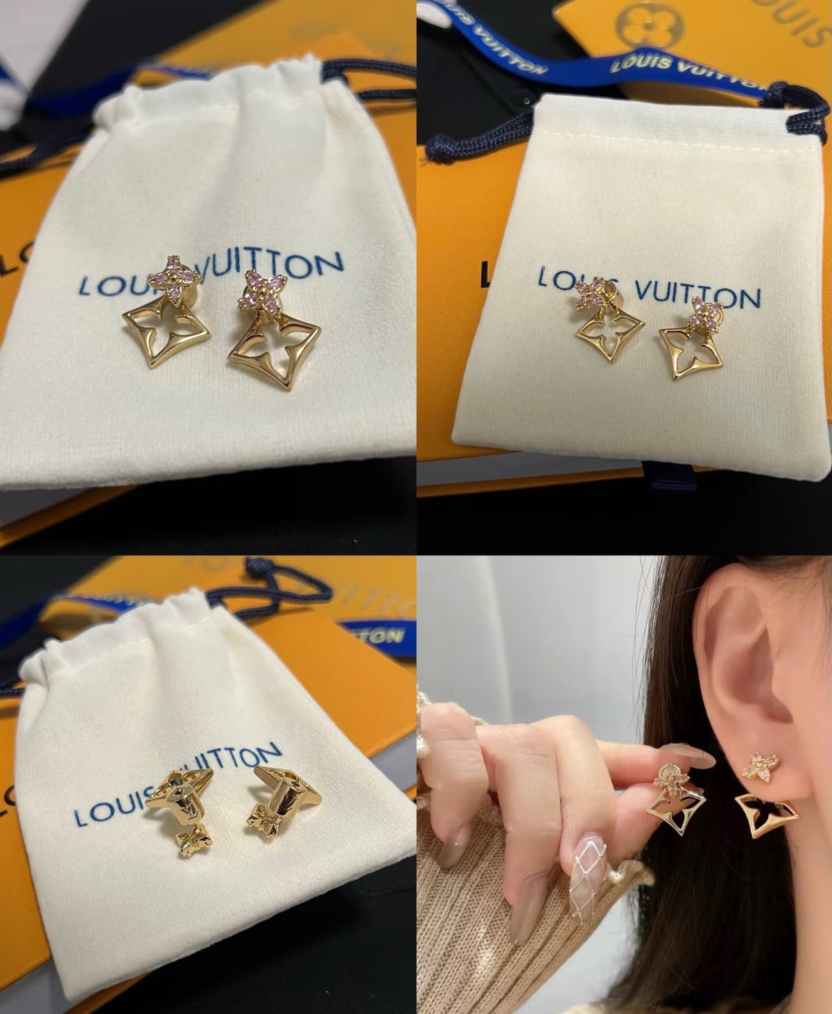 Louis Vuitton Clover Letter Crystal Stud Earrings – Style 03 - image 3