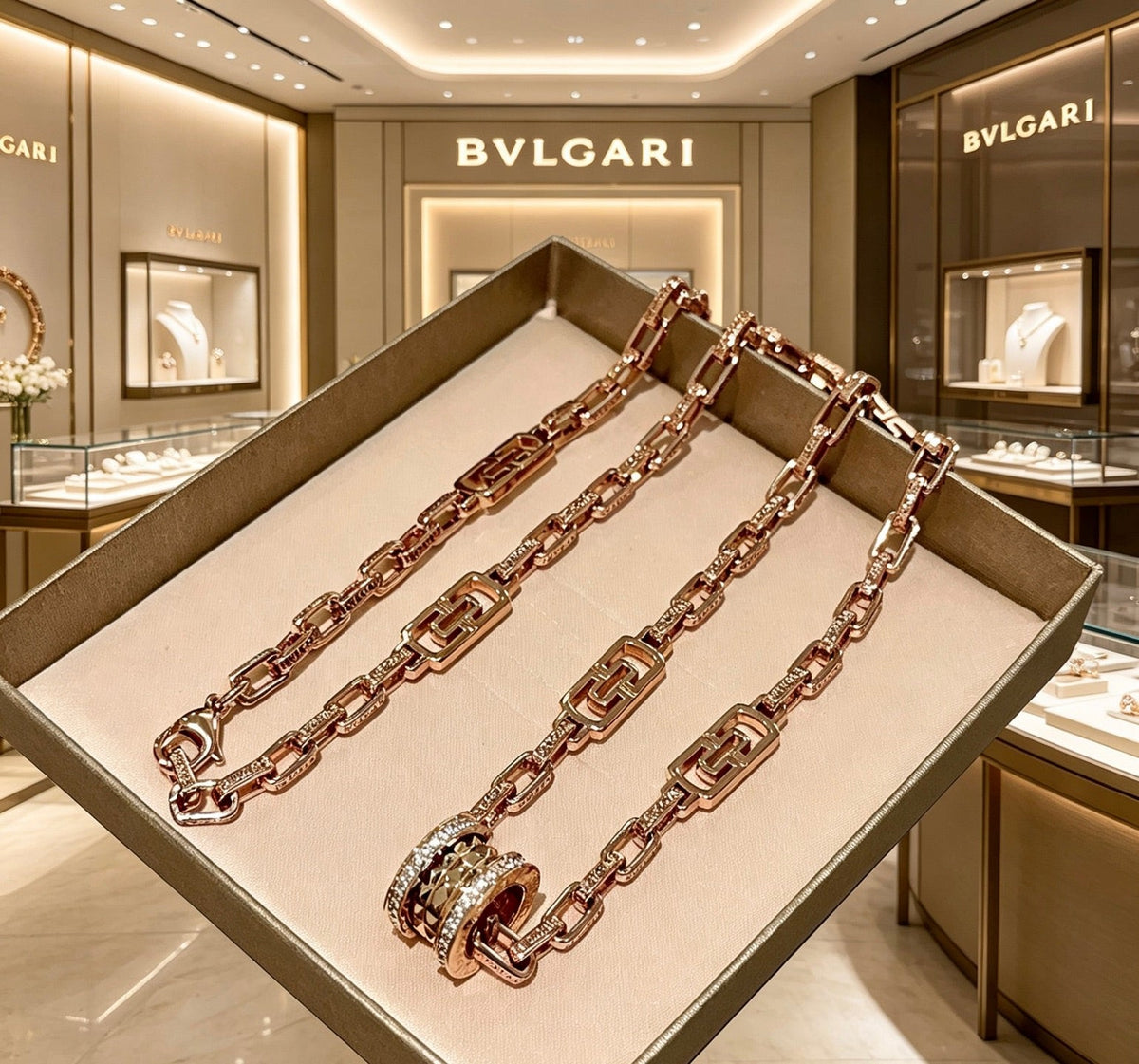 BVLGARI Divas' Dream V-Gold Tone Unisex Necklace – Style 43 - image 4
