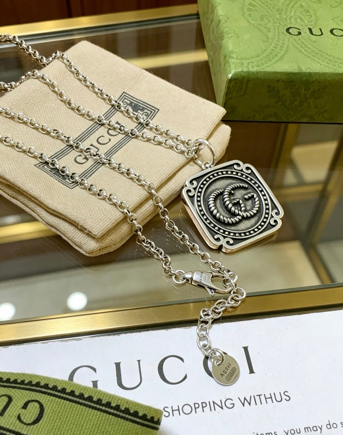 Gucci Anger Forest Chain Distressed Vintage Silver-Tone Necklace – Style 48 - image 5