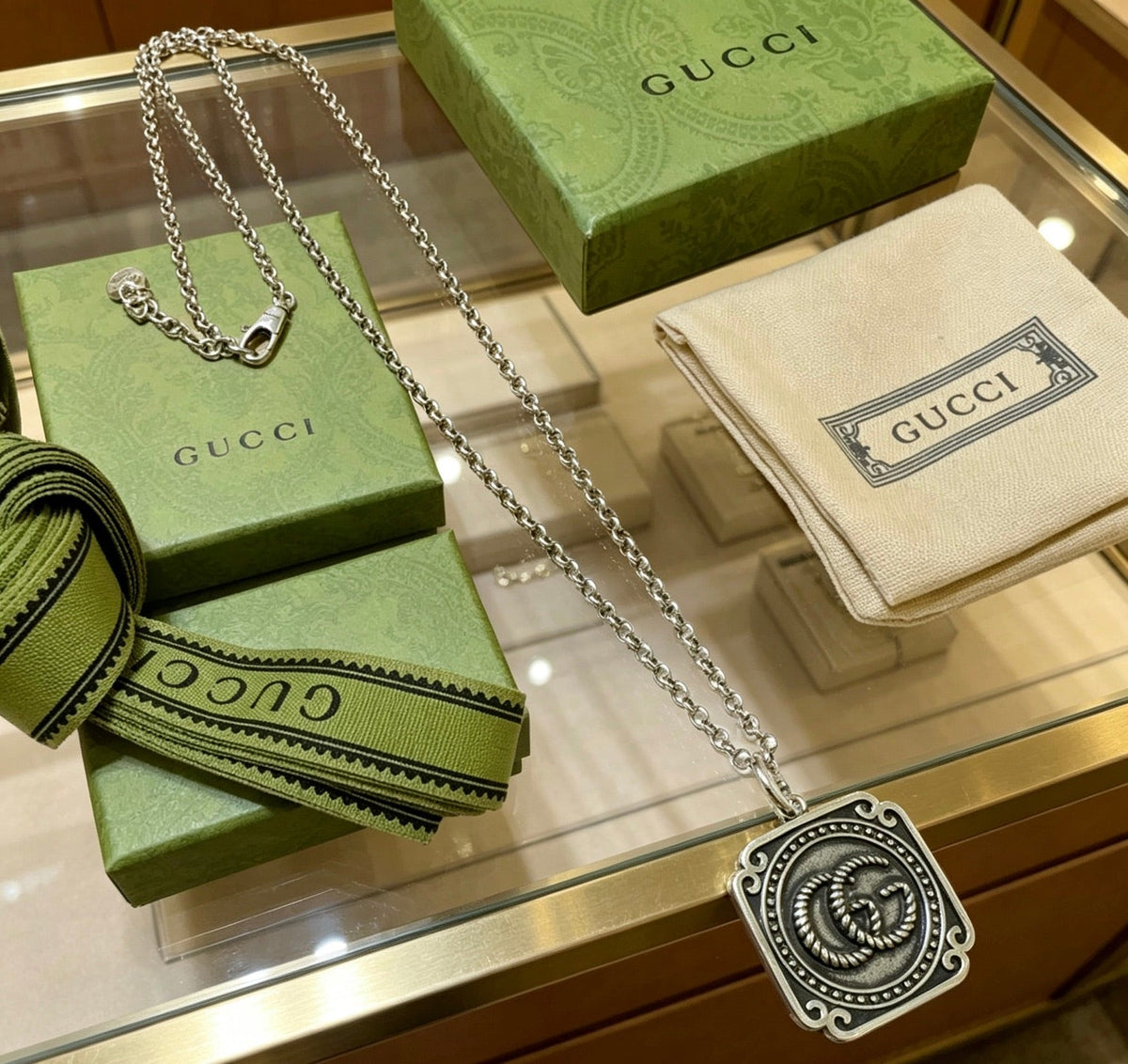 Gucci Anger Forest Chain Distressed Vintage Silver-Tone Necklace – Style 48 - image 2