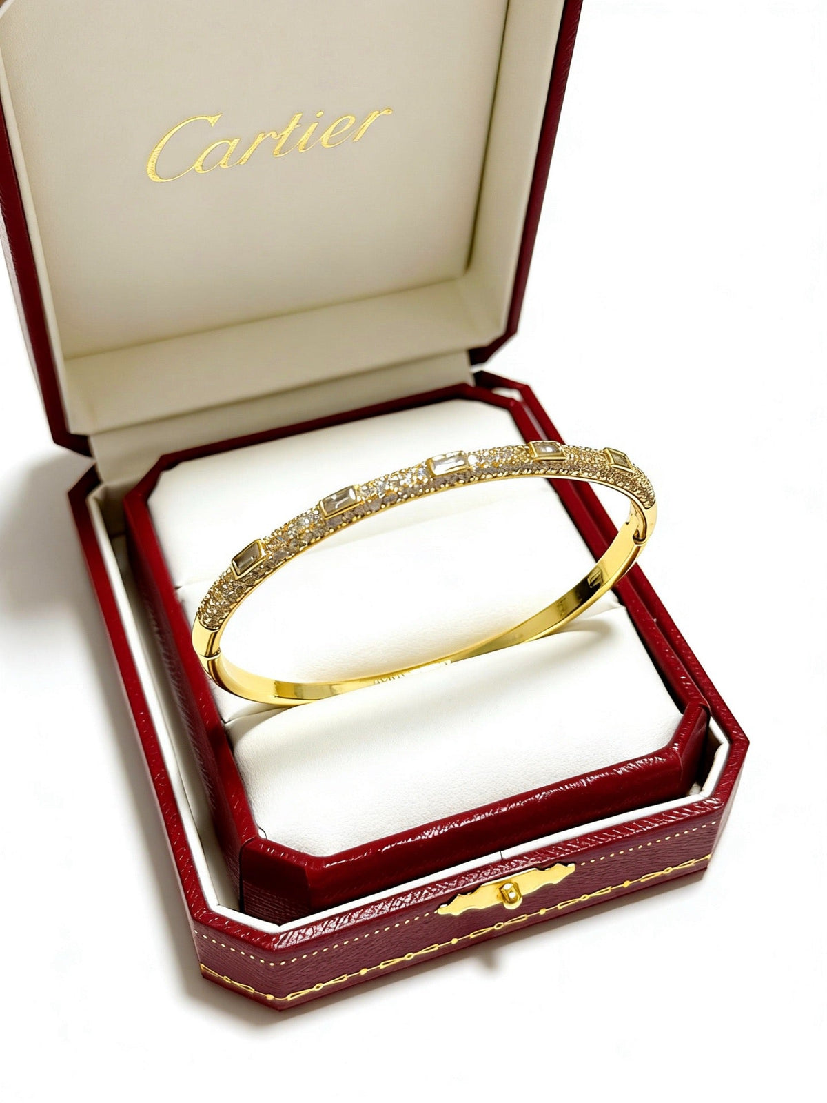 Cartier Style 218 Gold-Tone Signature-Motif Bracelet Bracelets