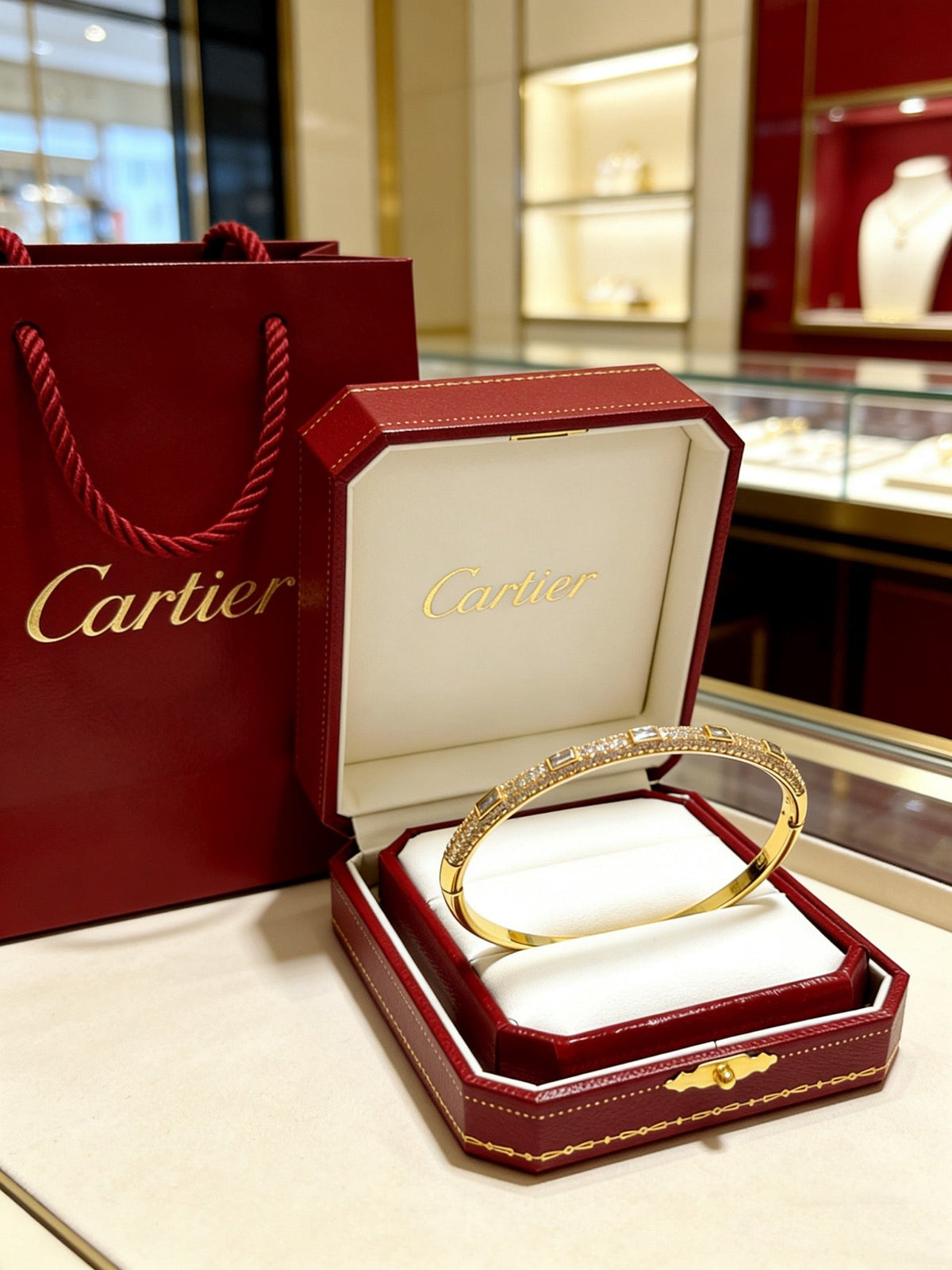 Cartier Style 218 gold-tone signature motif bracelet view 9