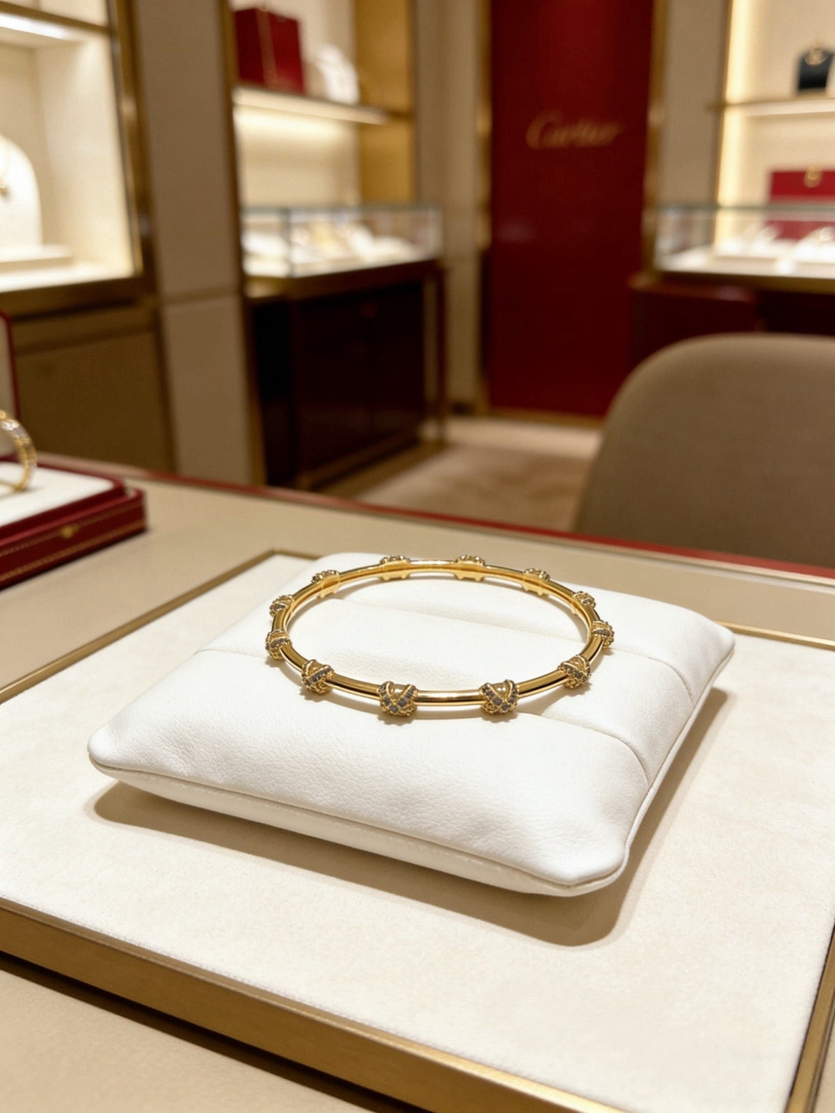 Cartier Style 216 gold-tone signature motif bracelet view 6