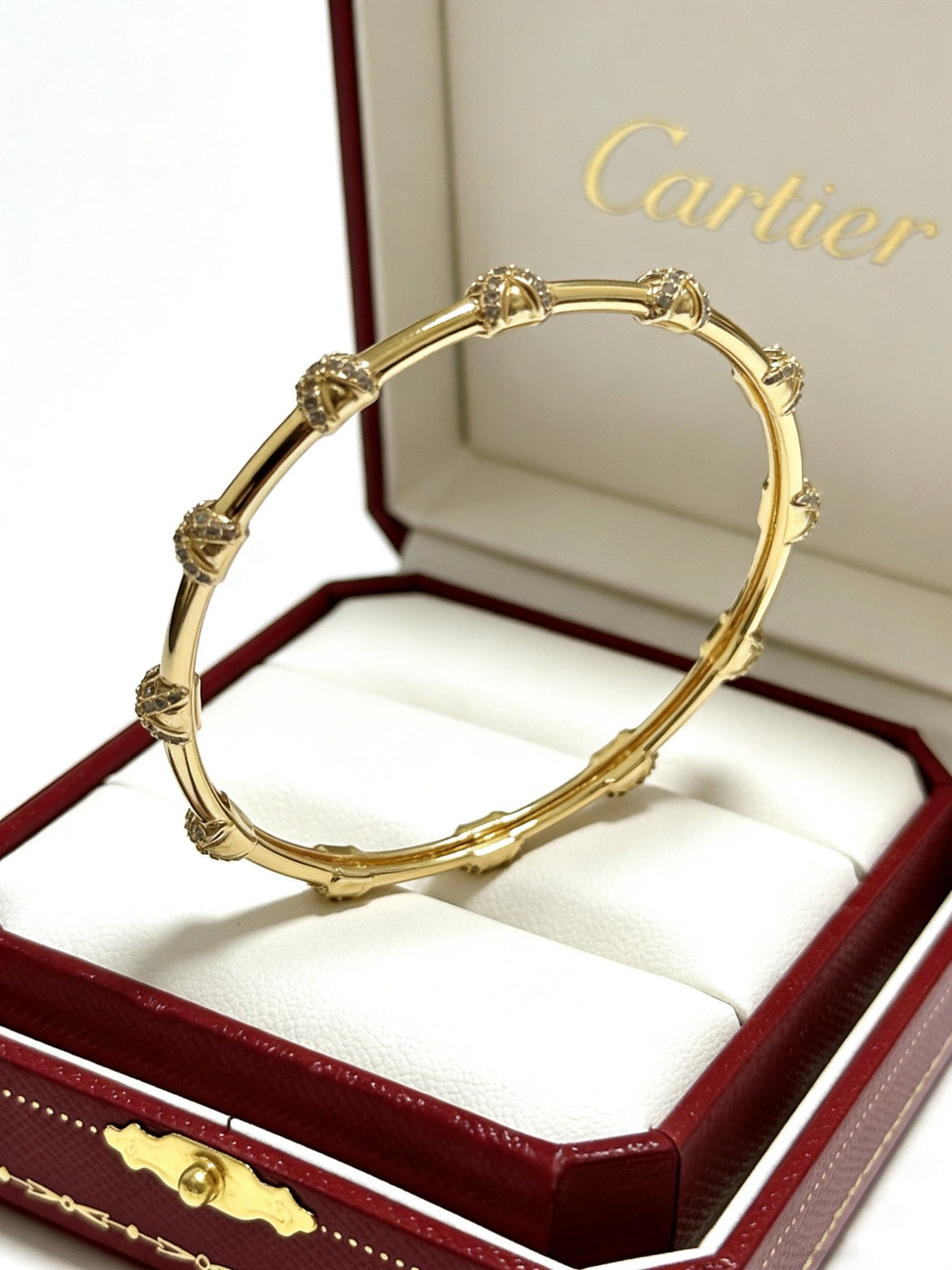 Cartier Style 216 Gold-Tone Signature-Motif Bracelet Bracelets
