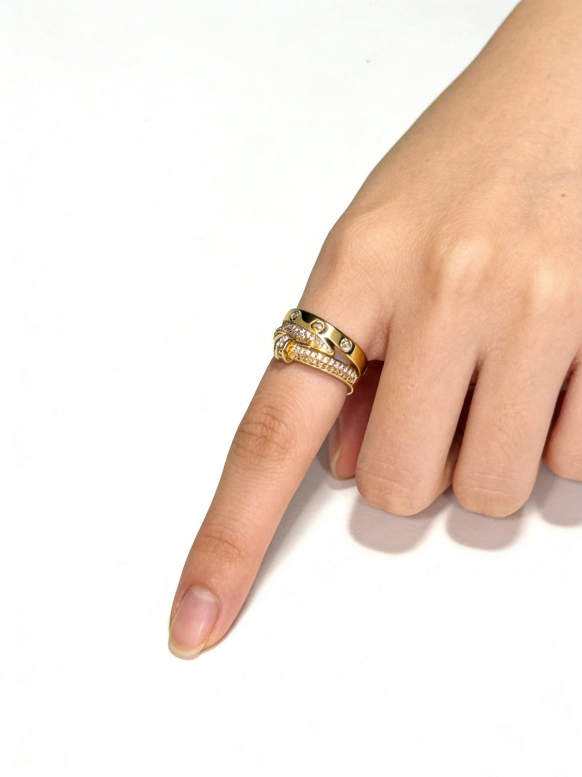Cartier Style 212 gold-tone signature motif ring view 6