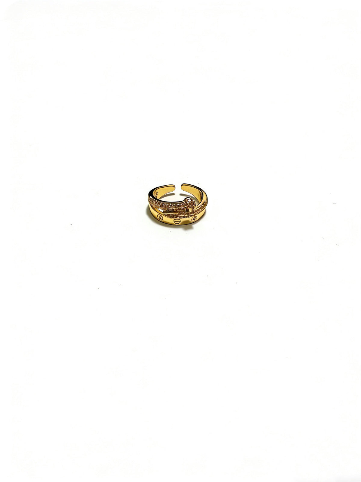 Cartier Style 212 gold-tone signature motif ring view 4