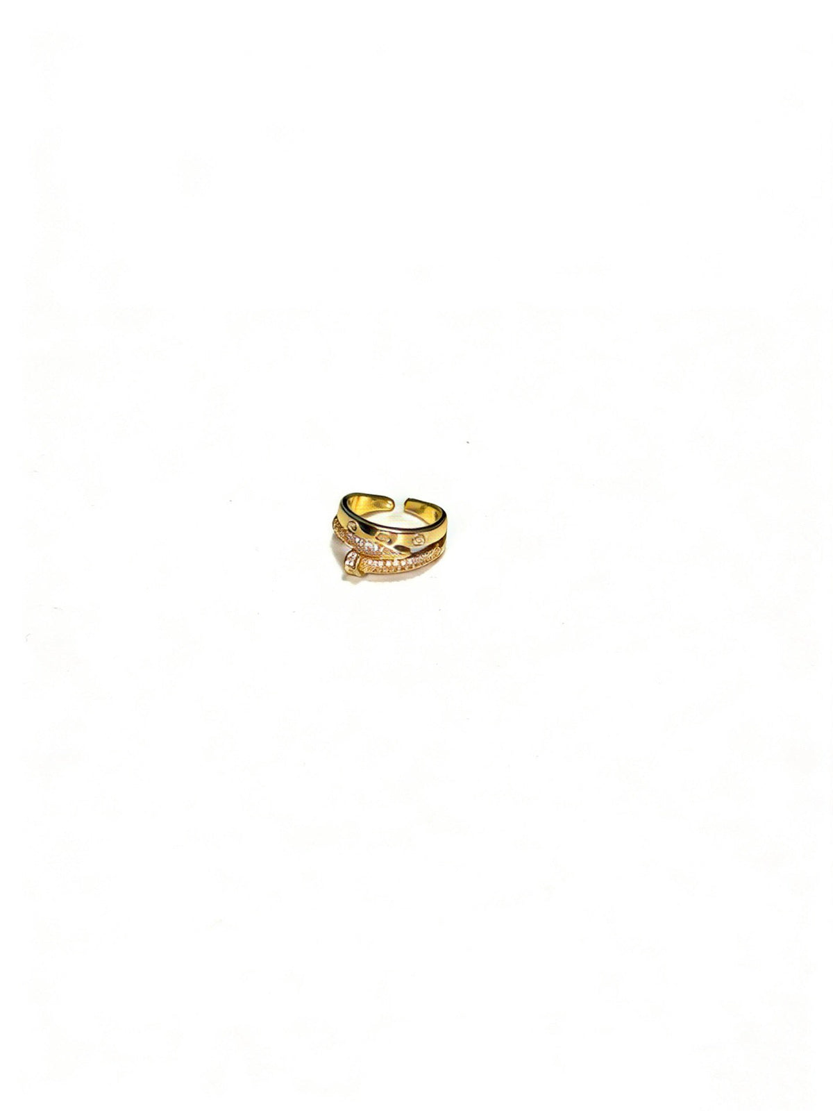 Cartier Style 212 gold-tone signature motif ring view 3