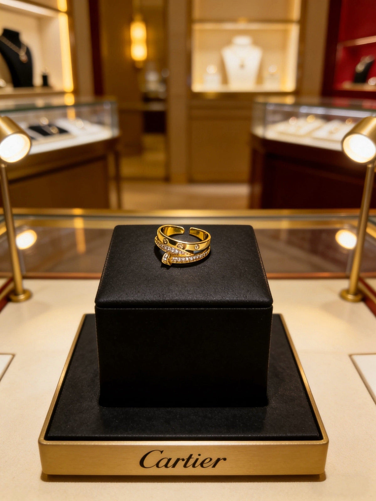 Cartier Style 212 gold-tone signature motif ring view 7