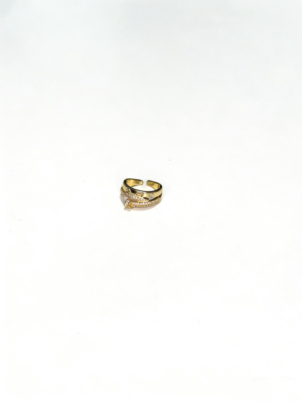 Cartier Style 212 Gold-Tone Signature-Motif Ring Rings