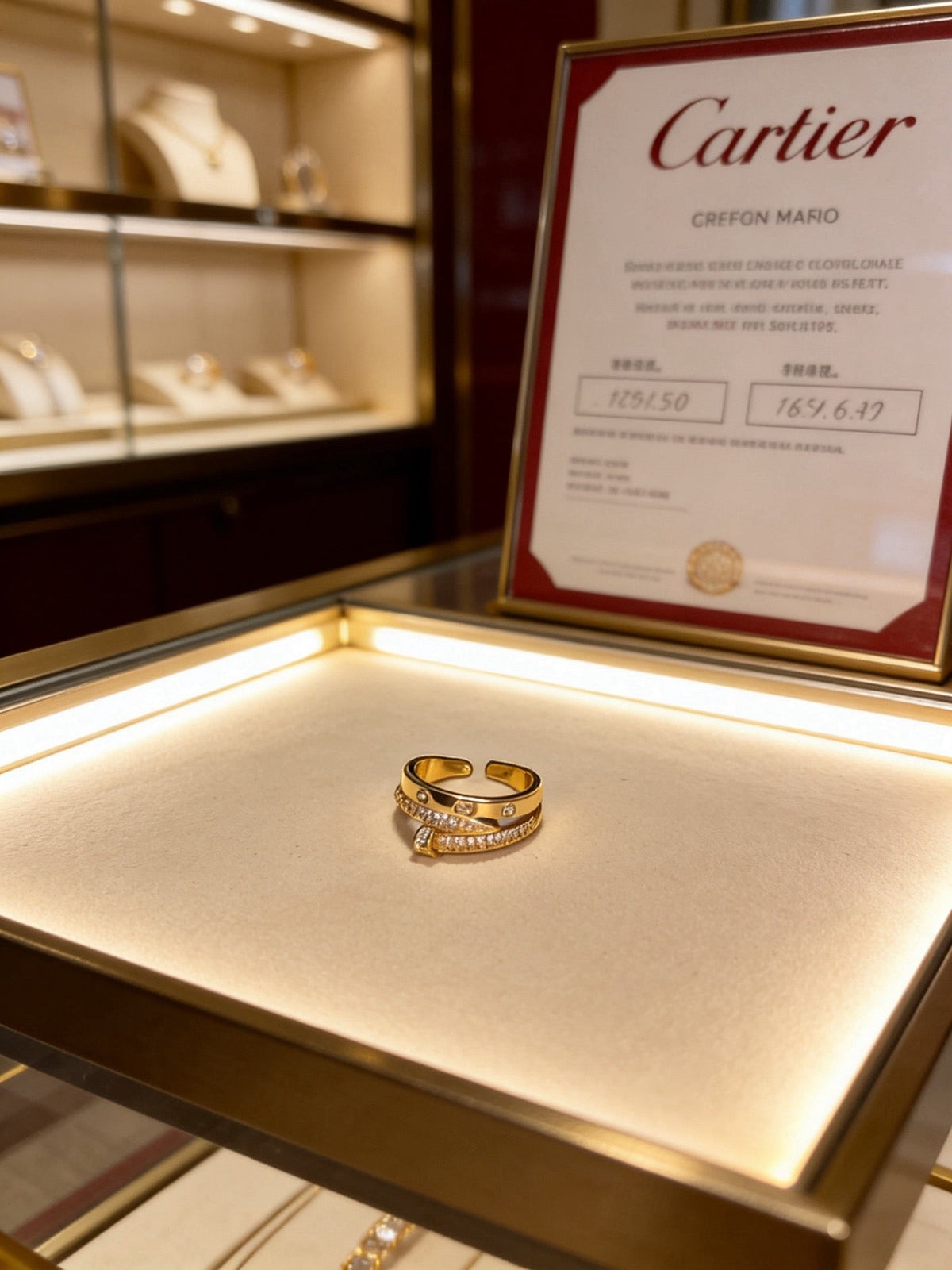 Cartier Style 212 gold-tone signature motif ring view 9