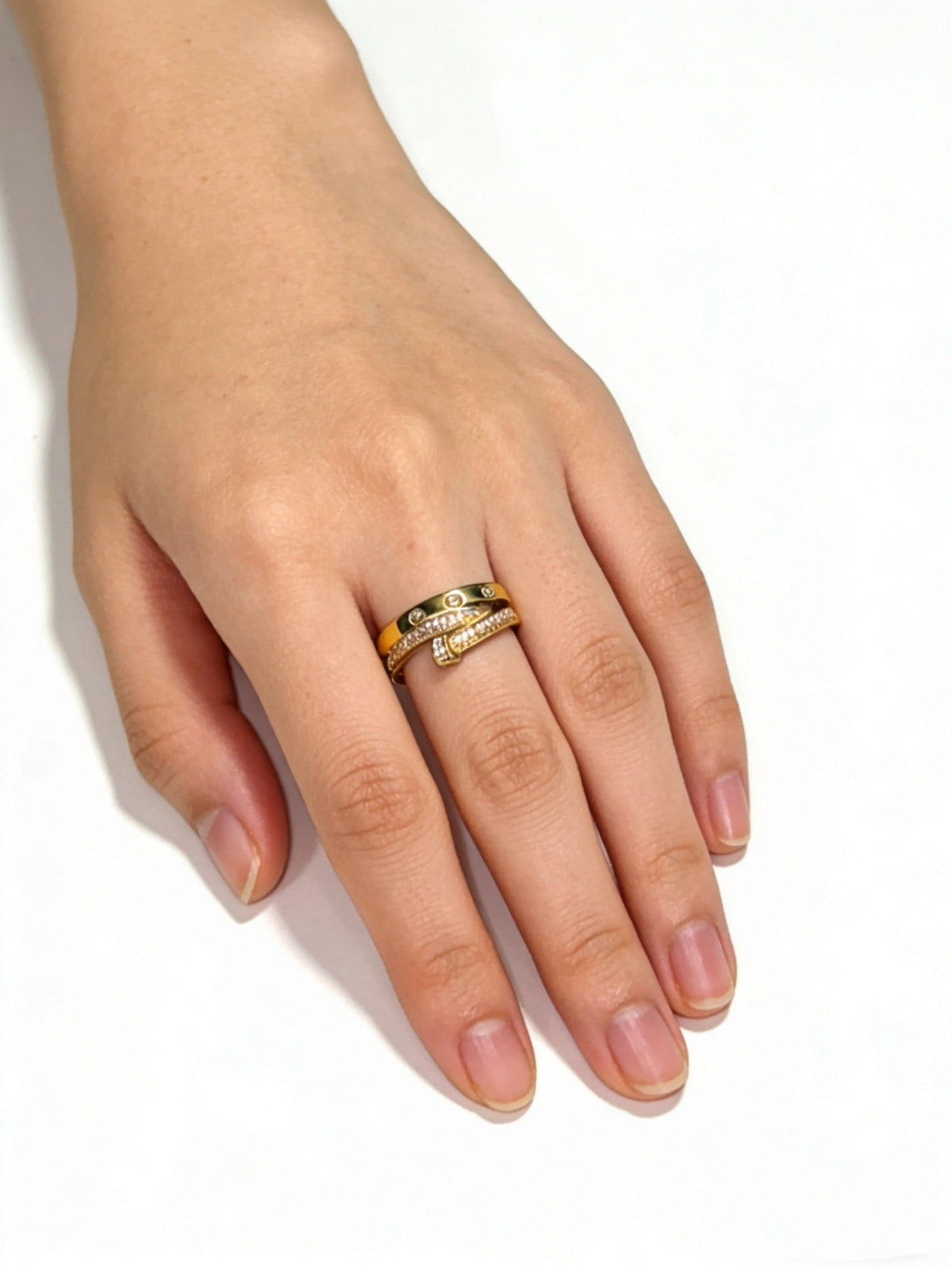 Cartier Style 212 gold-tone signature motif ring view 8