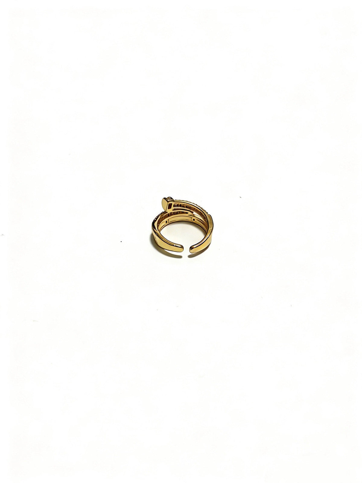 Cartier Style 212 gold-tone signature motif ring view 2