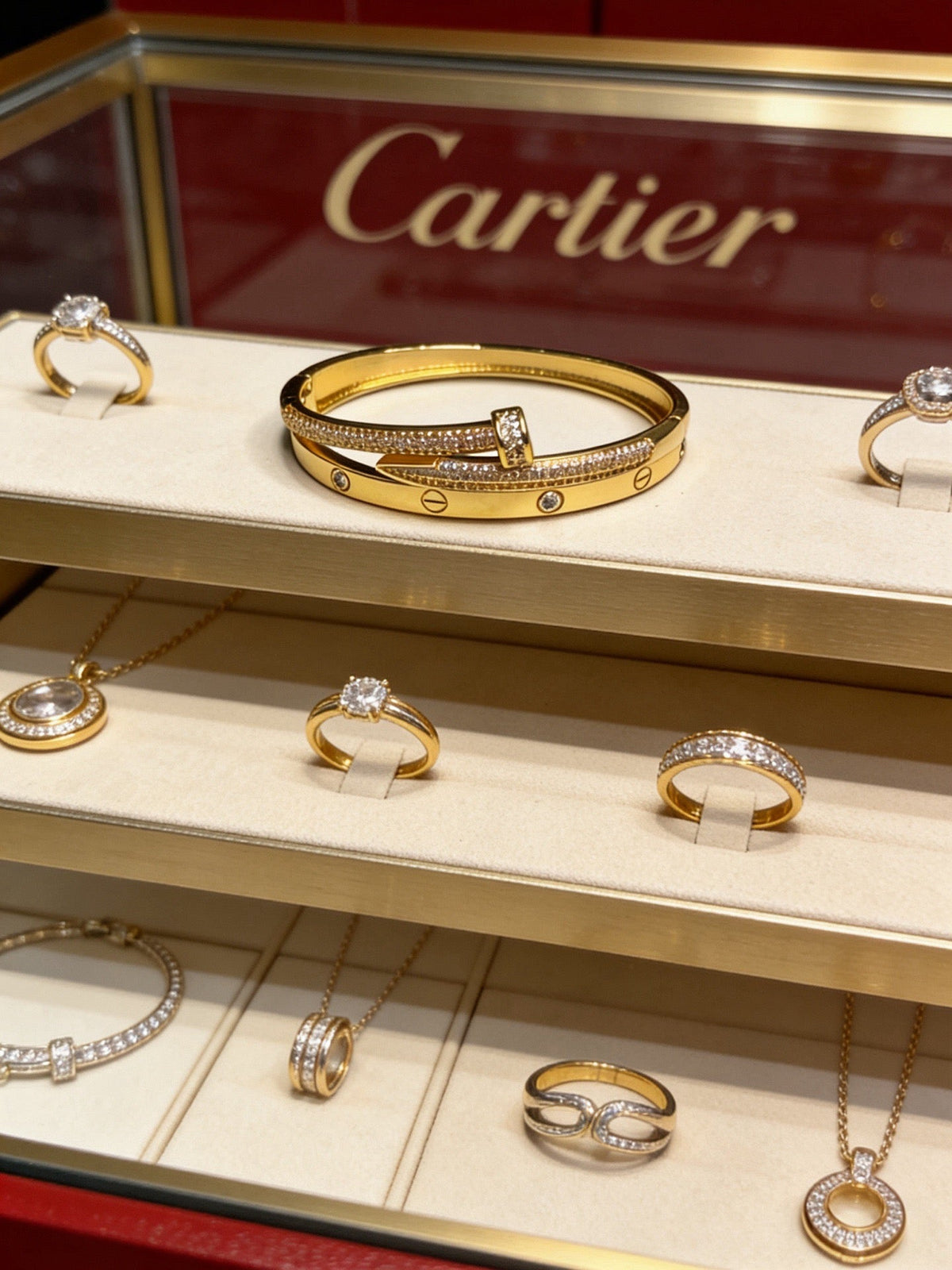 Cartier Style 210 gold-tone signature motif bracelet view 5