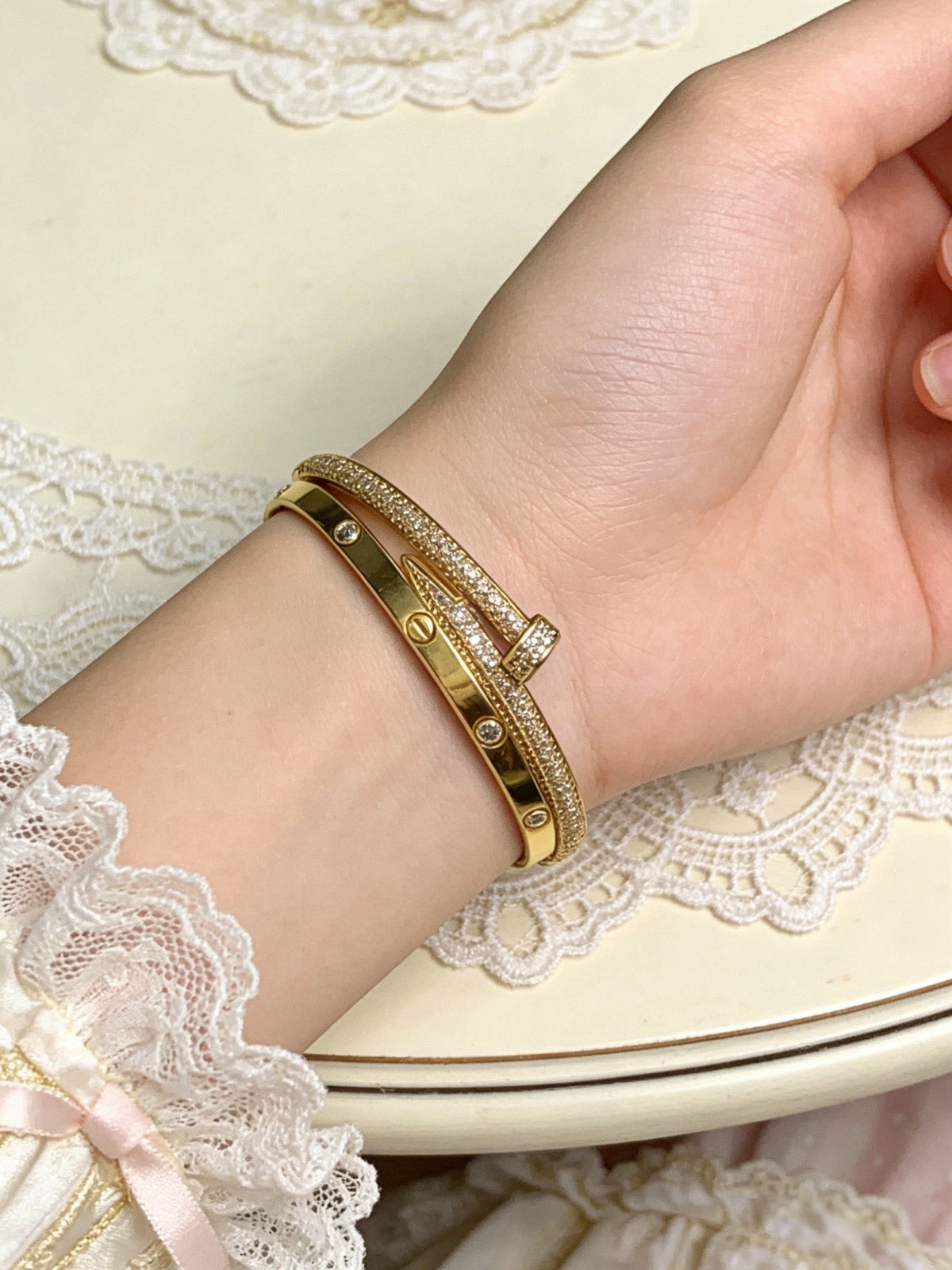 Cartier Style 210 gold-tone signature motif bracelet view 7