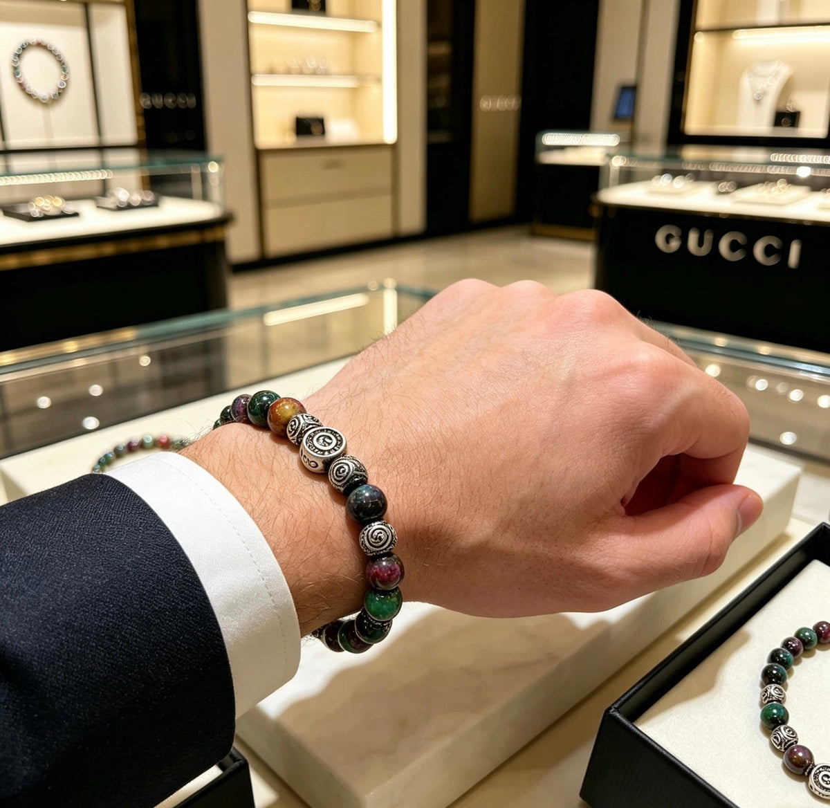 Gucci Anger Forest Black Onyx Tiger Eye Crystal Bracelet – Style 02 - image 6