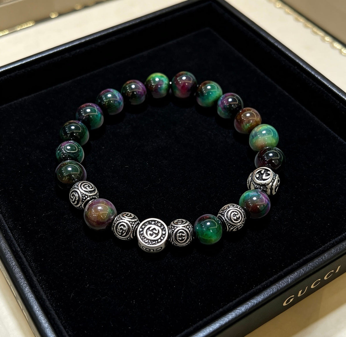 Gucci Anger Forest Black Onyx Tiger Eye Crystal Bracelet – Style 02 - image 4